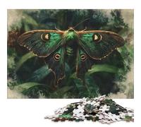 Adults 500 Pieces Jigsaw Emerald Moth Watercolor Wood Puzzles Wooden Puzzles Learning Educational Toy 500pcs (52x38cm)