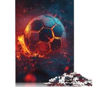 Adults 500 Pieces Jigsaw Fiery Soccer Ball Wood Puzzles Wooden Puzzles Learning Educational Toy 500pcs (52x38cm)