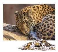 Adults 500 Pieces Jigsaw Leopard Wildlife Portrait Wood Puzzles Wooden Puzzles Learning Educational Toy 500pcs (52x38cm)