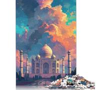 Adults 500 Pieces Jigsaw Puzzle Taj Mahal Wooden Creative Art Jigsaw Gifts Puzzles for Adults 500pcs (52x38cm)