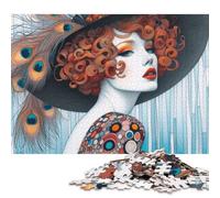 Adults 500 Pieces Jigsaw Retro Redhead Beauty Woman Wood Puzzles Wooden Puzzles Learning Educational Toy 500pcs (52x38cm)