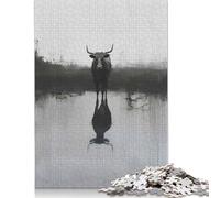 Adults 500 Pieces Puzzle Black Bull Reflection Puzzle Adult Jigsaw Puzzle Family Entertainment Toys 500pcs (52x38cm)