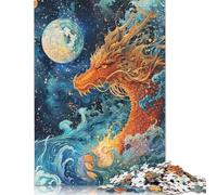 Adults 500 Pieces Puzzle Celestial Dragons Gaze Wood Puzzles Wooden Puzzles Jigsaw Puzzles for Adults 500pcs (52x38cm)