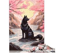 Adults 500 Pieces Puzzle Cherry Blossom Wolf Puzzles for Teenagers Gifts Jigsaw Puzzles for Adults 500pcs (52x38cm)