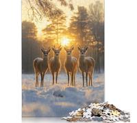 Adults 500 Pieces Puzzle Four Deer at Sunset Puzzle Adult Jigsaw Puzzle Family Entertainment Toys 500pcs (52x38cm)
