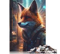 Adults 500 Pieces Puzzle Fox Futuristic Wood Puzzles Wooden Puzzles Jigsaw Puzzles for Adults 500pcs (52x38cm)