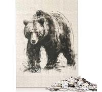 Adults 500 Pieces Puzzle Gifts Bear In Charcoal Sketch Puzzles for Teenagers Gifts Funny Jigsaw Puzzles 500pcs (52x38cm)