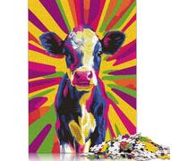 Adults 500 Pieces Puzzle Gifts Colorful Cow Pop Art Portrait Puzzles for Teenagers Gifts Funny Jigsaw Puzzles 500pcs (52x38cm)