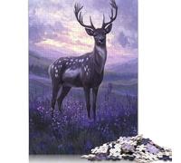 Adults 500 Pieces Puzzle Gifts Deer in Lavender Field Wood Puzzles Educational Game Challenge Toy 500pcs (52x38cm)