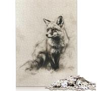 Adults 500 Pieces Puzzle Gifts Fox In Charcoal Art Puzzles for Teenagers Gifts Funny Jigsaw Puzzles 500pcs (52x38cm)