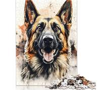 Adults 500 Pieces Puzzle Gifts German Shepherd Watercolor Puzzles for Teenagers Gifts Relax Puzzles Games 500pcs (52x38cm)