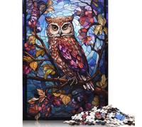 Adults 500 Pieces Puzzle Gifts Owl Stained Glass Style Puzzles for Teenagers Gifts Relax Puzzles Games 500pcs (52x38cm)