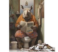 Adults 500 Pieces Puzzle Gifts Rhino Bathroom Decor Wood Puzzles For Adults Teenagers Teenager Man Woman Gift 500pcs (52x38cm)
