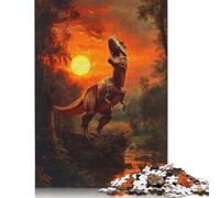 Adults 500 Pieces Puzzle Gifts T-Rex Sunset Puzzles for Teenagers Gifts Funny Jigsaw Puzzles 500pcs (52x38cm)
