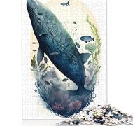 Adults 500 Pieces Puzzle Gifts Watercolor Whale Puzzles Jigsaw Puzzles for Adults Educational Game Challenge Toy 500pcs (52x38cm)