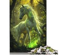 Adults 500 Pieces Puzzle Glowing Unicorn in Forest Wooden Puzzles for Adults Teenagers Age 12+ 500pcs (52x38cm)