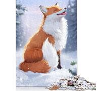 Adults 500 Pieces Puzzle Happy Red Fox Wooden Puzzles for Adults Teenagers Age 12+ 500pcs (52x38cm)