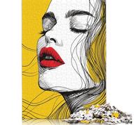 Adults 500 Pieces Puzzle Pop Art Yellow Line Woman Puzzles for Teenagers Gifts Jigsaw Puzzles for Adults 500pcs (52x38cm)