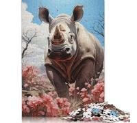 Adults 500 Pieces Puzzle Rhino Watch Wooden Puzzles Jigsaw Puzzles for Adults 500pcs (52x38cm)