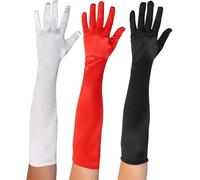 Adults 50cm Satin Gloves Fancy Dress Accessory - Flapper 1920s Ladies Long Red Gloves