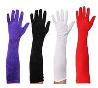 Adults 50cm Velour Gloves Fancy Dress Accessory - Flapper 1920s Ladies Long Velour Red Gloves