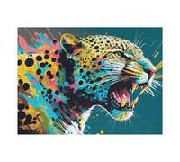 Adults 52x38cm/1000pcs Jigsaw Puzzle Colorful Leopard Roar Adult Jigsaw Puzzle Brain Teaser Game Enhance Memory Birthday And Unique Gifts 52x38cm/1000pcs
