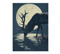 Adults 52x38cm/1000pcs Jigsaw Puzzle Deer Drink Water Moonlight Adult Jigsaw Puzzle Toy Wall Decor For Family Fun Unique Gifts for Birthday And Christmas 52x38cm/1000pcs