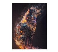 Adults 52x38cm/1000pcs Jigsaw Puzzle Flame-Wrapped Wolf Puzzle for Adults Relaxing Games But Fun And Humorous Parent-child Interaction 52x38cm/1000pcs