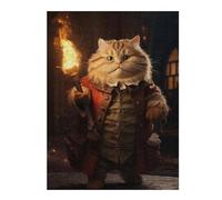 Adults 52x38cm/1000pcs Jigsaw Puzzle Gate Keeper Funny Cat Fire Adult Jigsaw Puzzle Relax Games Hand Speed Race Parent-child Interaction 52x38cm/1000pcs