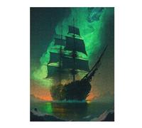 Adults 52x38cm/1000pcs Jigsaw Puzzle Ghost Ship in Aurora Borealis Adult Jigsaw Puzzle Toy Wall Decor For Family Fun Unique Gifts for Birthday And Christmas 52x38cm/1000pcs