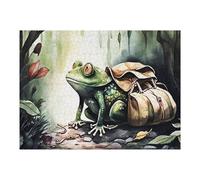 Adults 52x38cm/1000pcs Jigsaw Puzzle Journey Begins Frog with Backpack Adult Jigsaw Puzzle Brain Teaser Game Enhance Memory Birthday And Unique Gifts 52x38cm/1000pcs