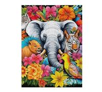 Adults 52x38cm/1000pcs Jigsaw Puzzle Jungle Symphony Vibrant Wildlife Artwork Teenagers Puzzles Toy Wall Decor Pattern Assembly Parent-child Interaction 52x38cm/1000pcs