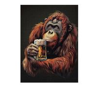 Adults 52x38cm/1000pcs Jigsaw Puzzle Orangutan with Beer Adult Jigsaw Puzzle Relax Games Hand Speed Race Parent-child Interaction 52x38cm/1000pcs