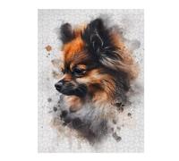 Adults 52x38cm/1000pcs Jigsaw Puzzle Pomeranian Watercolor Adult Jigsaw Puzzle Relax Games Hand Speed Race Parent-child Interaction 52x38cm/1000pcs