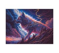 Adults 52x38cm/1000pcs Jigsaw Puzzle Thundering Wolf Nature's Fury Adult Jigsaw Puzzle Relaxing Games Home Decoration Difficult And Challenge 52x38cm/1000pcs