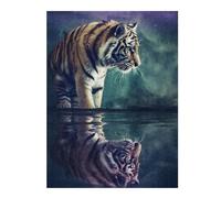 Adults 52x38cm/1000pcs Jigsaw Puzzle Tiger Pond Reflection Adult Jigsaw Puzzle Relax Games Hand Speed Race Parent-child Interaction 52x38cm/1000pcs