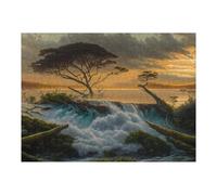 Adults 52x38cm/1000pcs Jigsaw Puzzle Waterfall at Sunset Nature's Serenity Adult Jigsaw Puzzle Brain Teaser Game Enhance Memory Birthday And Unique Gifts 52x38cm/1000pcs