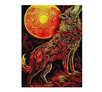Adults 52x38cm/1000pcs Jigsaw Puzzle Wolf Howling at The Moon Teenagers Puzzles Toy Wall Decor Pattern Assembly Parent-child Interaction 52x38cm/1000pcs