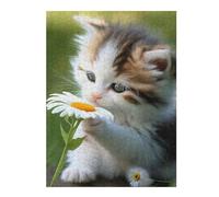 Adults 52x38cm/1000pcsJigsaw Puzzle Cat Smelling Flowers Adult Jigsaw Puzzle Relax Games Hand Speed Race Parent-child Interaction 52x38cm/1000pcs