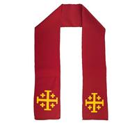 Adults 60" Length Priests Stole Vestment Pilgrims Jerusalem Cross Religious Fancy Dress Costume Accessory [Red, Jerusalem]