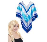 Adults 70's Poncho Costume | 2 Pcs | Poncho & Blonde Flick Wig
