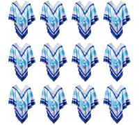 Adults 70s Pop Poncho - Pack of 12 - Silver Poncho with Dark and Light Blue Stripes - Adults 1970s Music Fancy Dress Costume