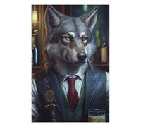Adults 75x50cm/1000pcs Jigsaw Puzzle Alpha Wolf in Formal Attire Puzzle for Adults Relaxing Games But Fun And Humorous Parent-child Interaction 75x50cm/1000pcs