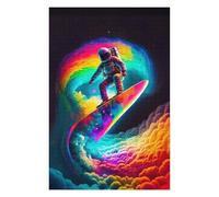 Adults 75x50cm/1000pcs Jigsaw Puzzle Astronaut Surfing Rainbow Wave -4 Adult Jigsaw Puzzle Toy Wall Decor For Family Fun Unique Gifts for Birthday And Christmas 75x50cm/1000pcs