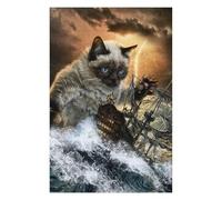 Adults 75x50cm/1000pcs Jigsaw Puzzle Cat Storms The Seas Teenagers Puzzles Toy Wall Decor Pattern Assembly Parent-child Interaction 75x50cm/1000pcs