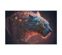 Adults 75x50cm/1000pcs Jigsaw Puzzle Flame-Patterned Leopard Head Teenagers Puzzles Toy Wall Decor Pattern Assembly Parent-child Interaction 75x50cm/1000pcs