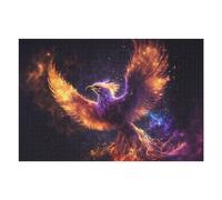 Adults 75x50cm/1000pcs Jigsaw Puzzle Flaming Phoenix Cosmic Artwork Adult Jigsaw Puzzle Brain Teaser Game Enhance Memory Birthday And Unique Gifts 75x50cm/1000pcs