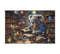 Adults 75x50cm/1000pcs Jigsaw Puzzle Magical Koala in Enchanted Library Adult Jigsaw Puzzle Brain Teaser Game Enhance Memory Birthday And Unique Gifts 75x50cm/1000pcs