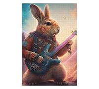 Adults 75x50cm/1000pcs Jigsaw Puzzle Rabbit Playing Guitar Fantasy Puzzle for Adults Relaxing Games But Fun And Humorous Parent-child Interaction 75x50cm/1000pcs