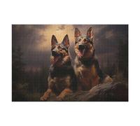 Adults 75x50cm/1000pcs Jigsaw Puzzle Two German Shepherds at Dusk Adult Jigsaw Puzzle Relaxing Games Home Decoration Difficult And Challenge 75x50cm/1000pcs